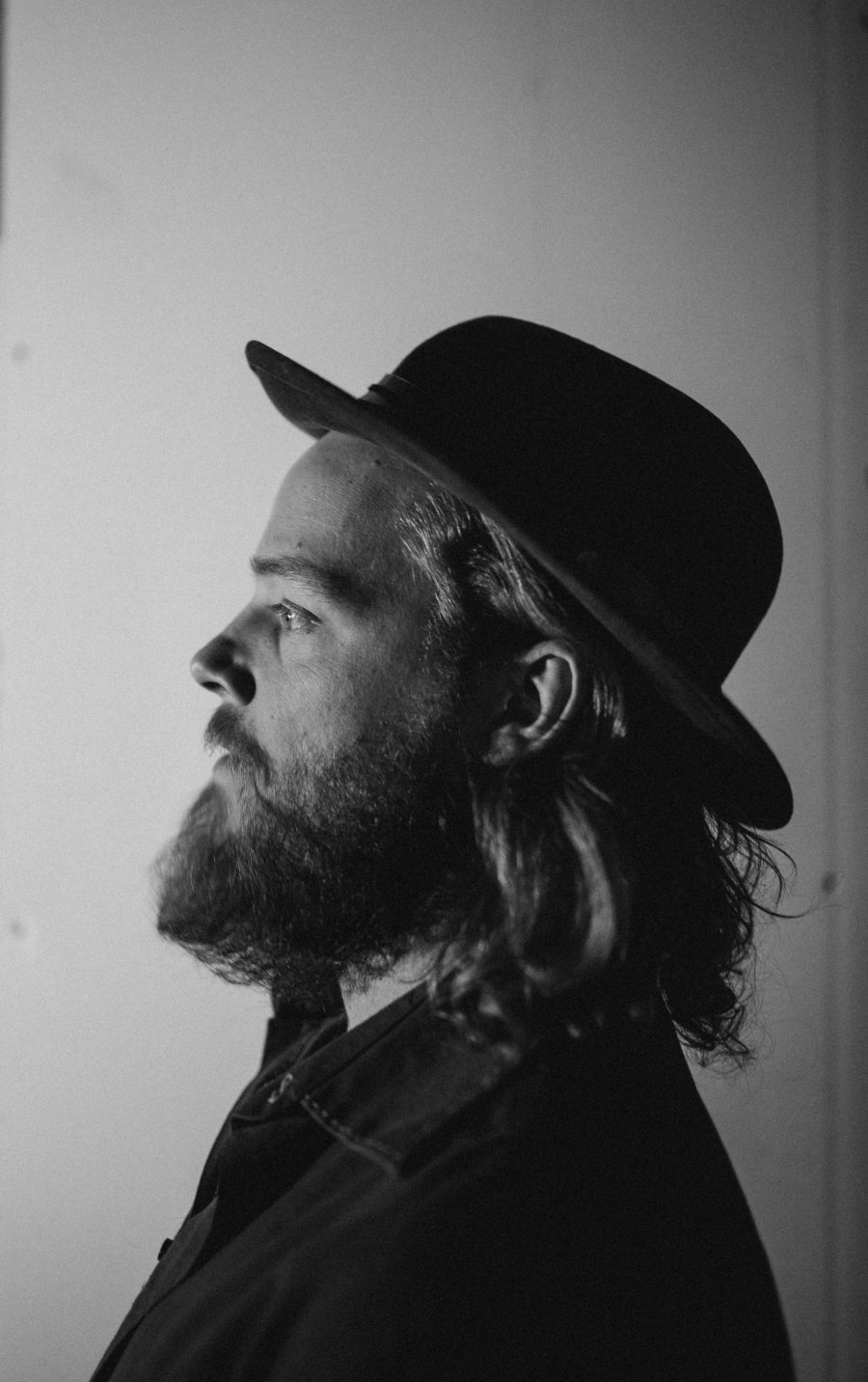 Black and white profile portrait of Mark Lavengood